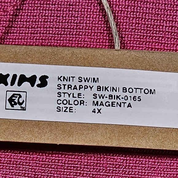 SKIMS Knit Swim Strappy Bikini Bottom Style: SW-BIK-0165 In Magenta Size 4X NWT - Picture 5 of 7